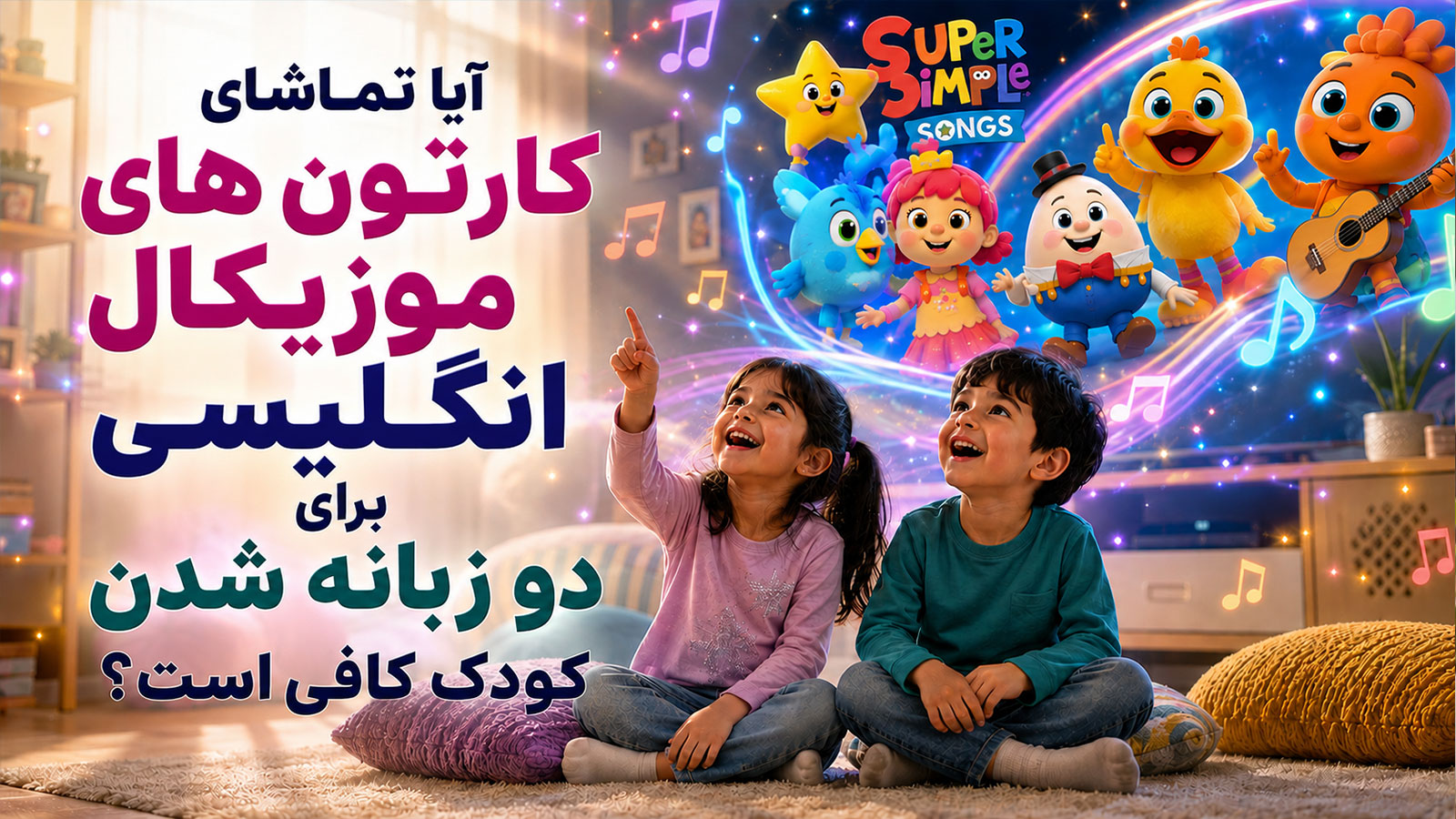 آیا تماشای کارتون های موزیکال انگلیسی برای دو زبانه شدن کودک کافی است؟