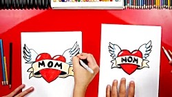 How To Draw A Heart With Wings For Mom