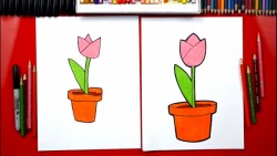 How To Draw A Tulip In A Pot