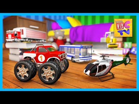  Learning Vehicles Names and Sounds for Kids Part 2 - Trucks, Helicopter and More