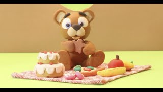 Sweet brown bear clay cartoon for kids