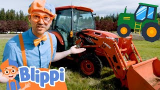 Blippi Explores A Red Tractor