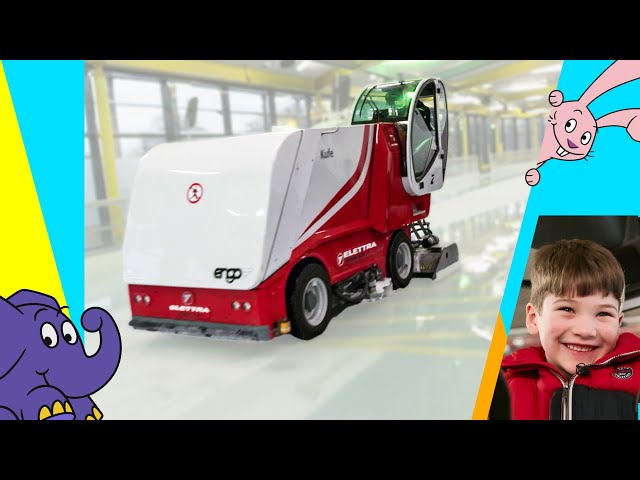 Moritz und die Maschinen In der Eishalle mit der Eisbearbeitungsmaschine