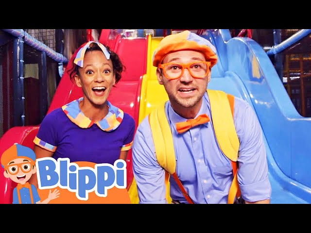 Meekah & Blippi at an indoor playground